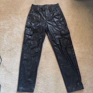 Women’s Leather Black Cargo Pants